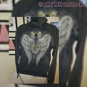 Sinful Rhinestone Bird Zip-up Hoodie👑